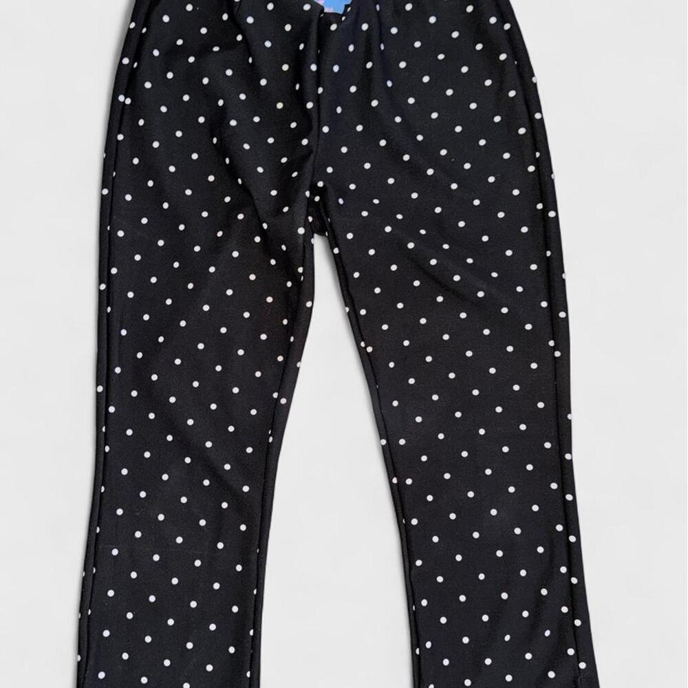 Black and white polka dot low rise capris
